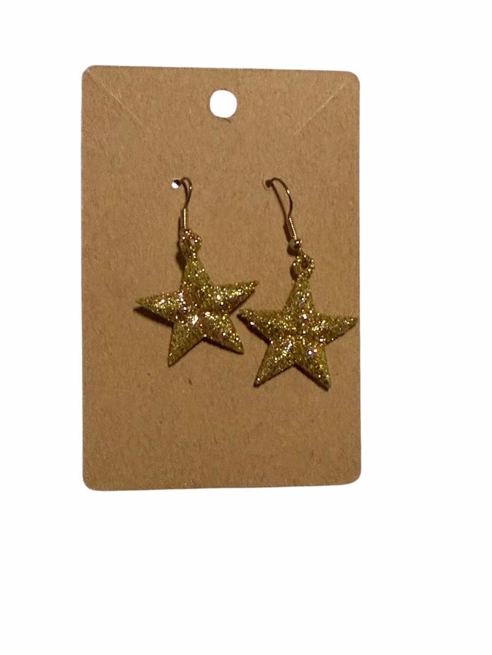 Gold Glitter Star Drop Earrings - Women Jewelry